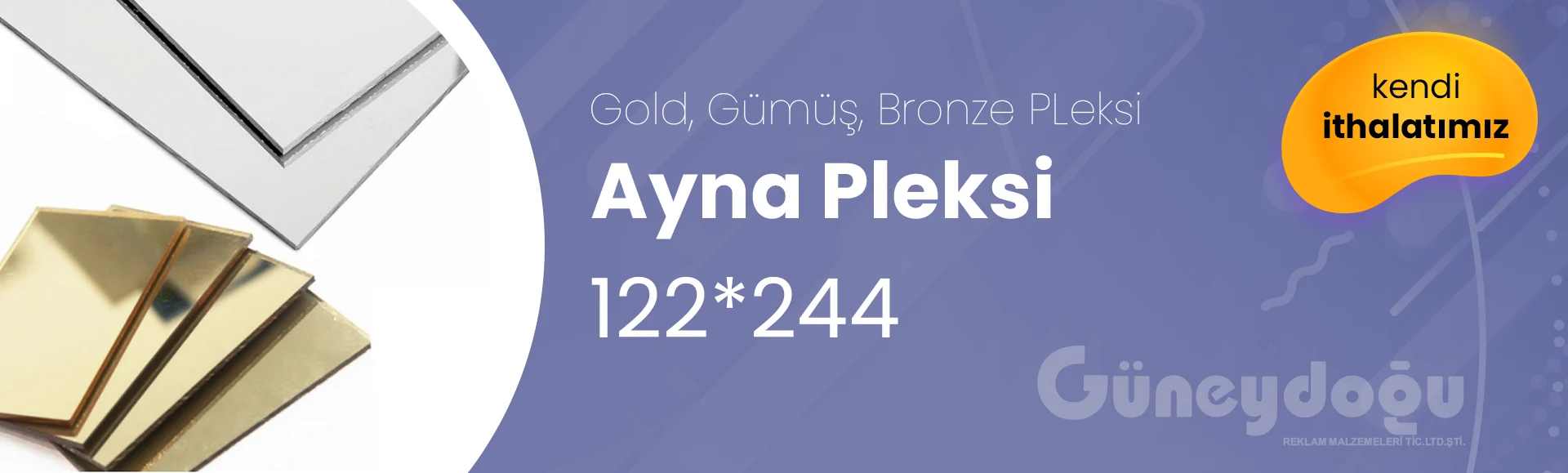 Gold, Gümüş, Bronz Ayna Pleksi 122×244